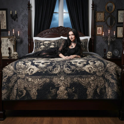 Shineful Quilt 3-Piece Set Gothic Skull Majesty
