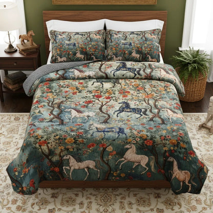 Shineful Quilt 3-Piece Set Mystical Steeds
