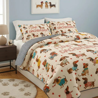 Shineful Quilt 3-Piece Set Dachshund Lovely Delight