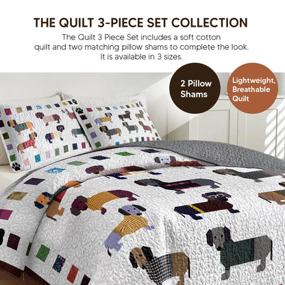 Shineful Quilt 3-Piece Set Dachshund Amazing Stylish