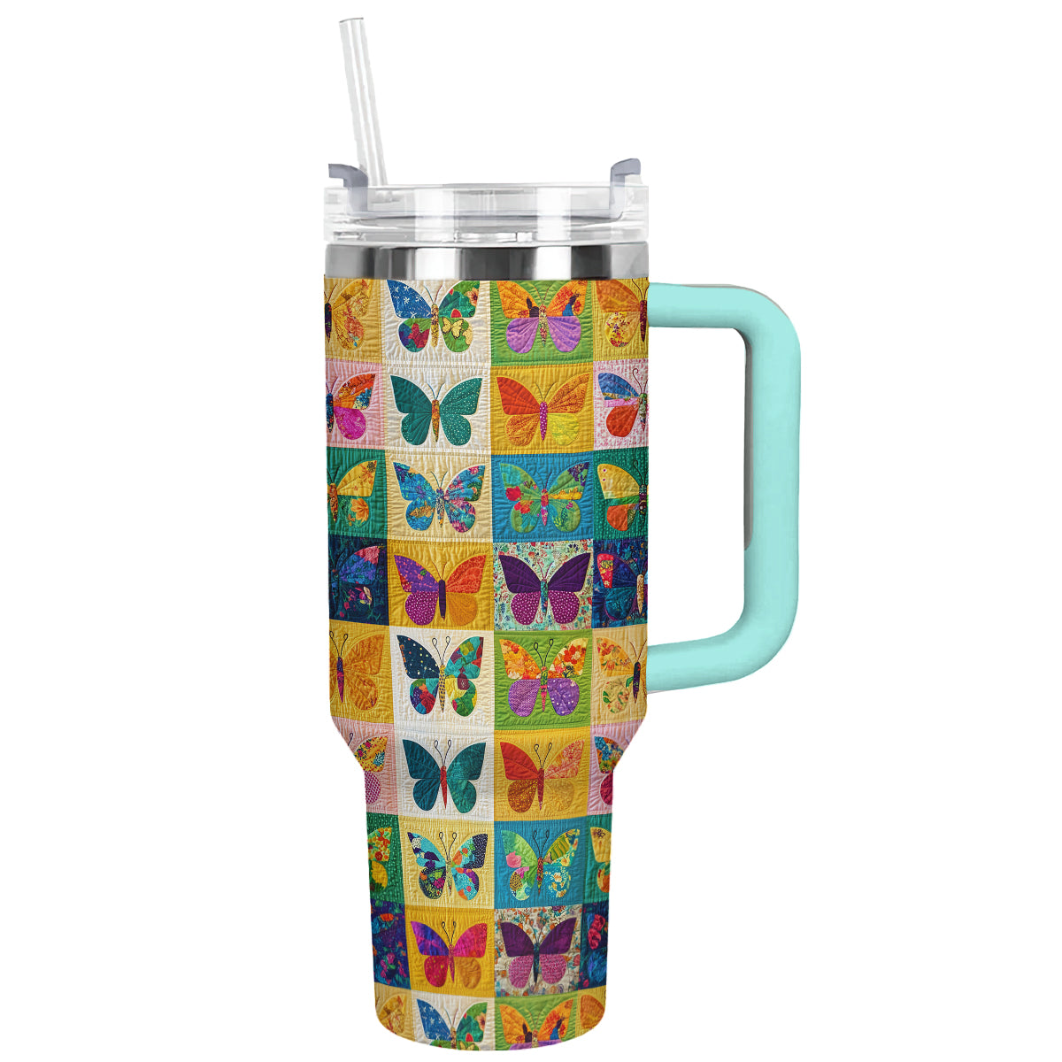 Shineful Tumbler Colorful Butterfly Quilting