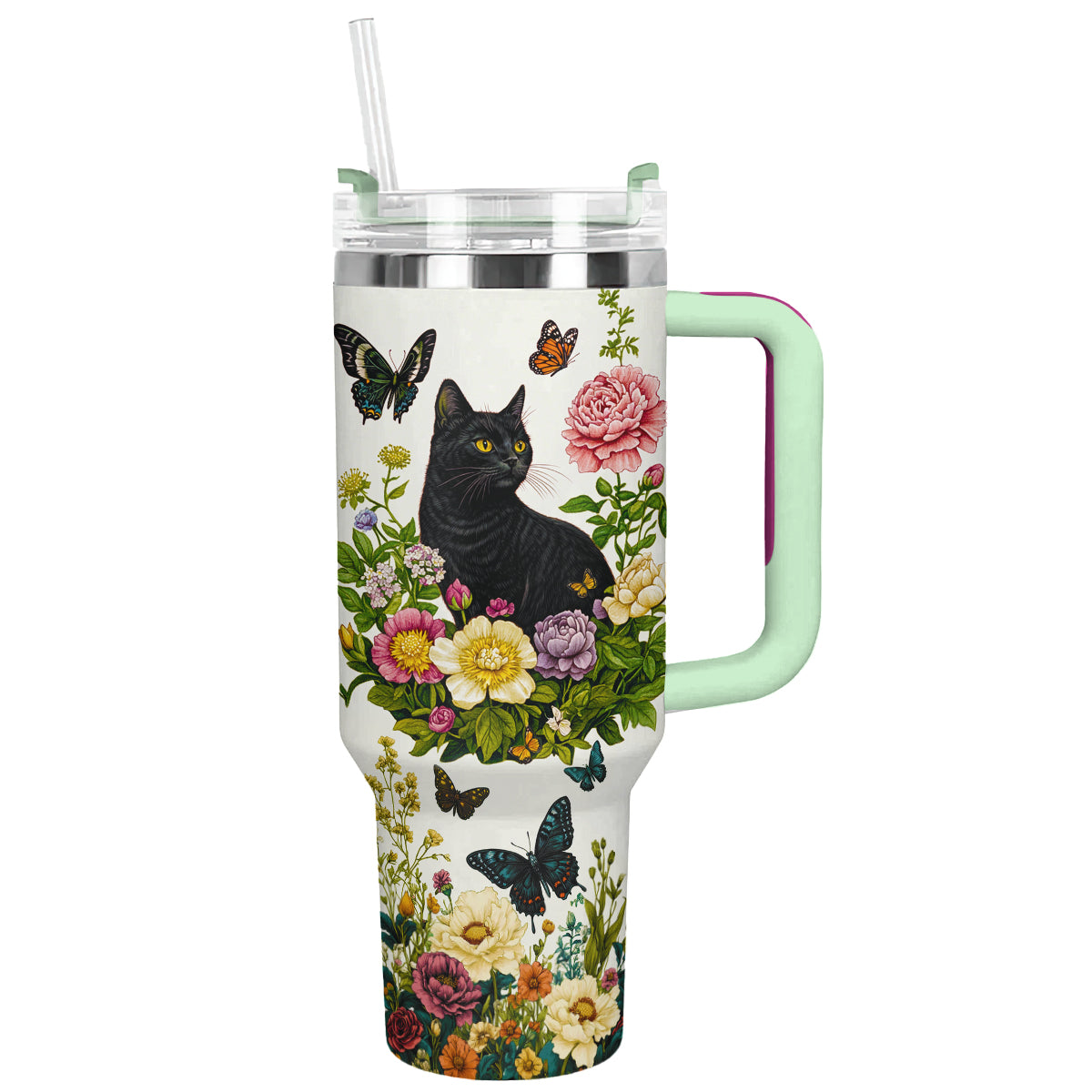 Shineful Tumbler Black Cat Floral Classic