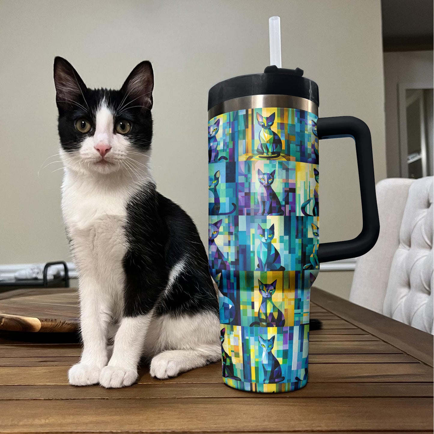 Shineful Tumbler Mosaic Colorful Cat