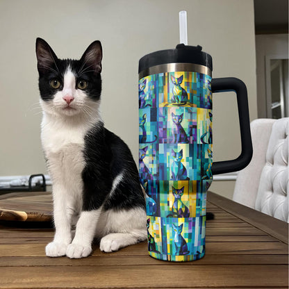 Shineful Tumbler Mosaic Colorful Cat