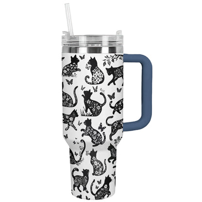 Shineful Tumbler Black Cat Floral