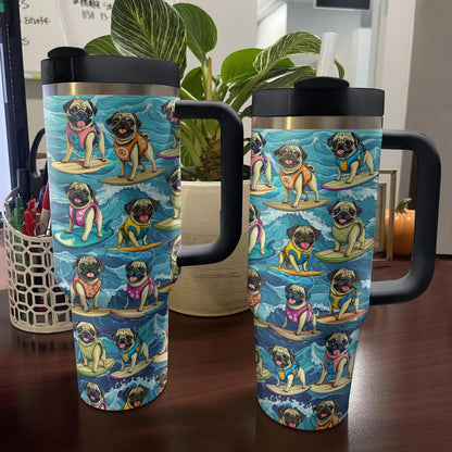 Shineful Tumbler Playful Pug Surfing