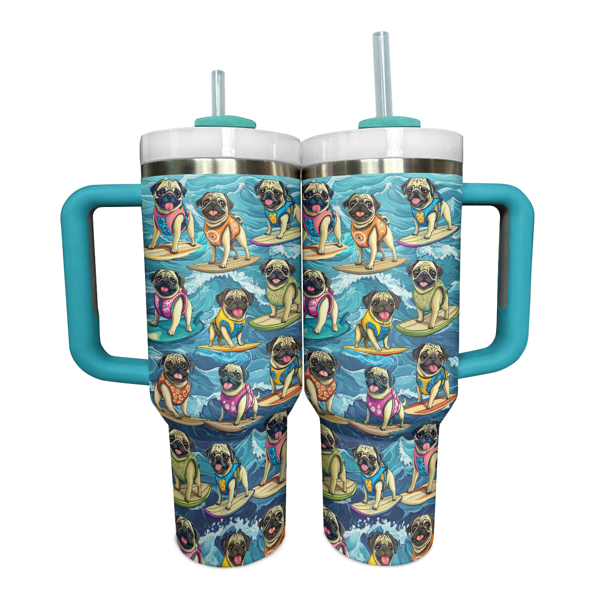 Shineful Tumbler Playful Pug Surfing