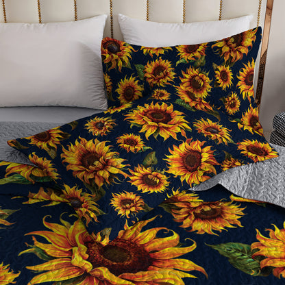 Shineful All Season Quilt 3-Piece Set - Bright And Charming Sunflower