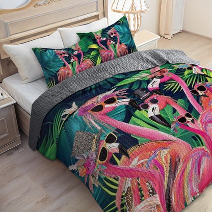 Shineful All Season Quilt 3-Piece Set - Flamingo Fiesta