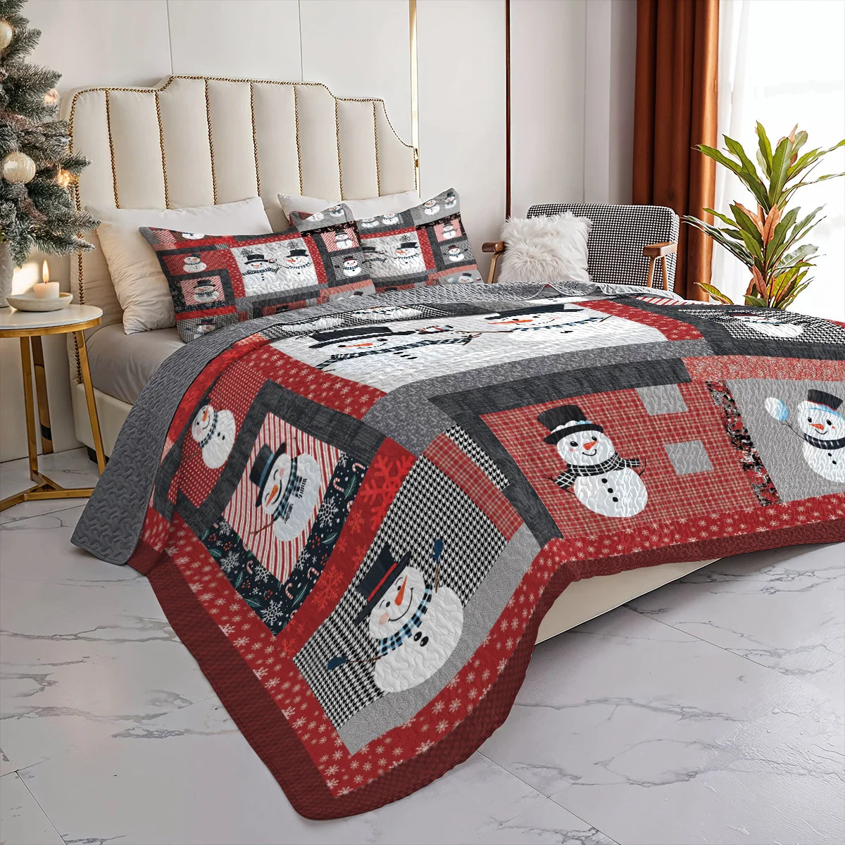 Shineful Quilt 3-Piece Set Playful Snowmen