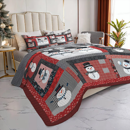 Shineful Quilt 3-Piece Set Playful Snowmen