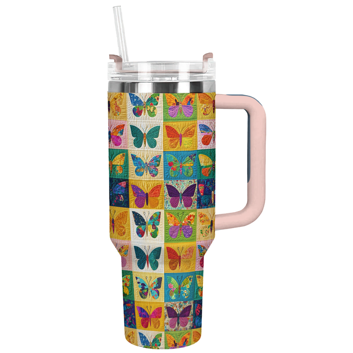 Shineful Tumbler Colorful Butterfly Quilting