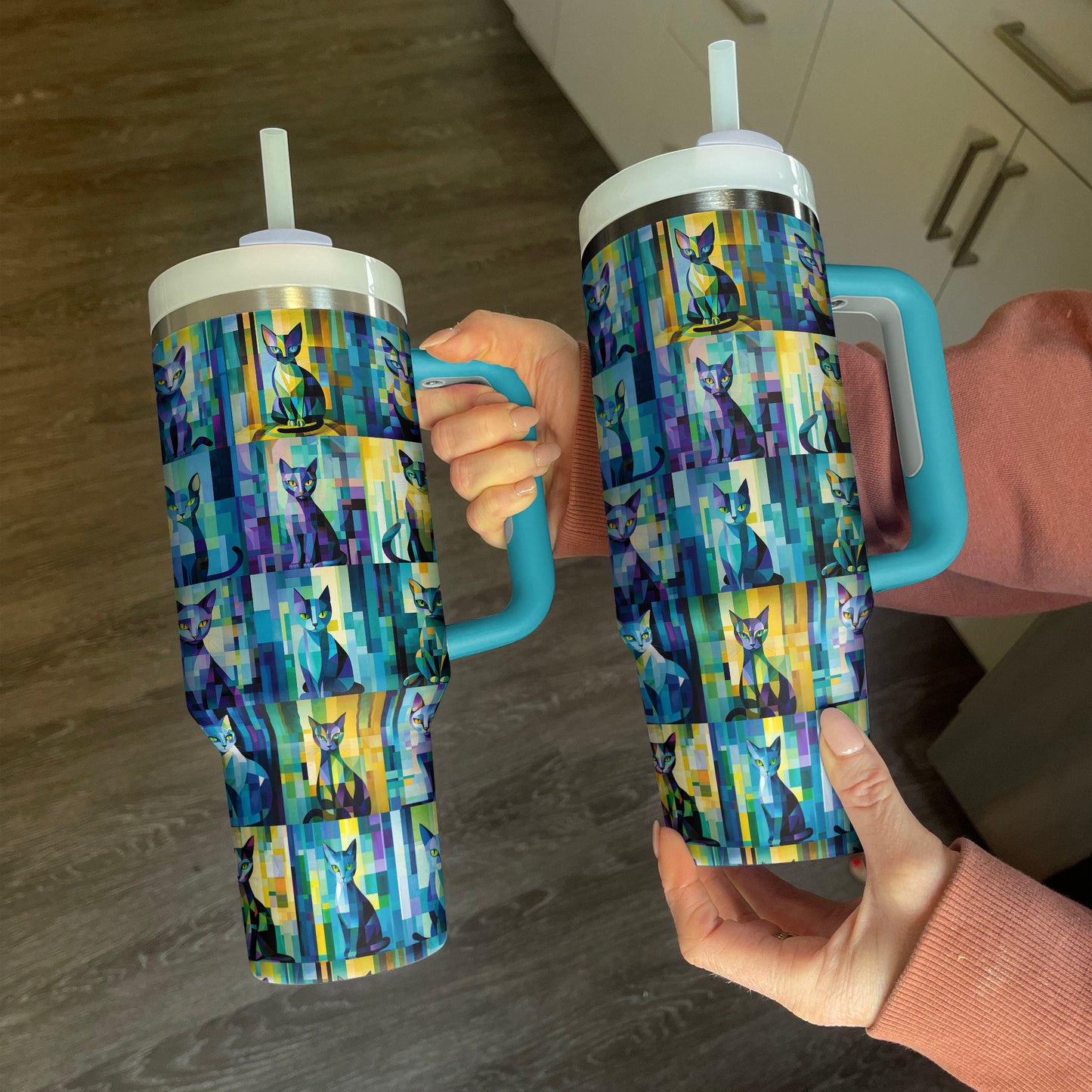 Shineful Tumbler Mosaic Colorful Cat