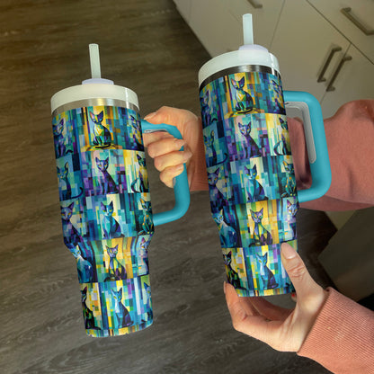 Shineful Tumbler Mosaic Colorful Cat