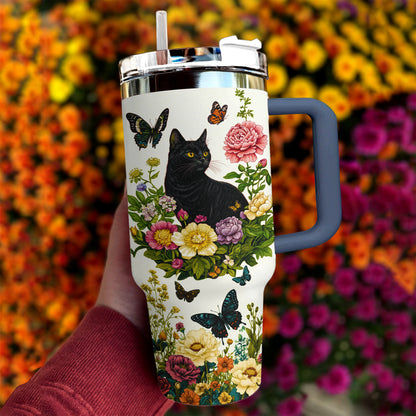 Shineful Tumbler Black Cat Floral Classic