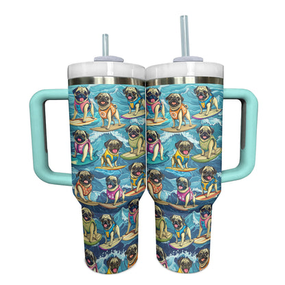 Shineful Tumbler Playful Pug Surfing