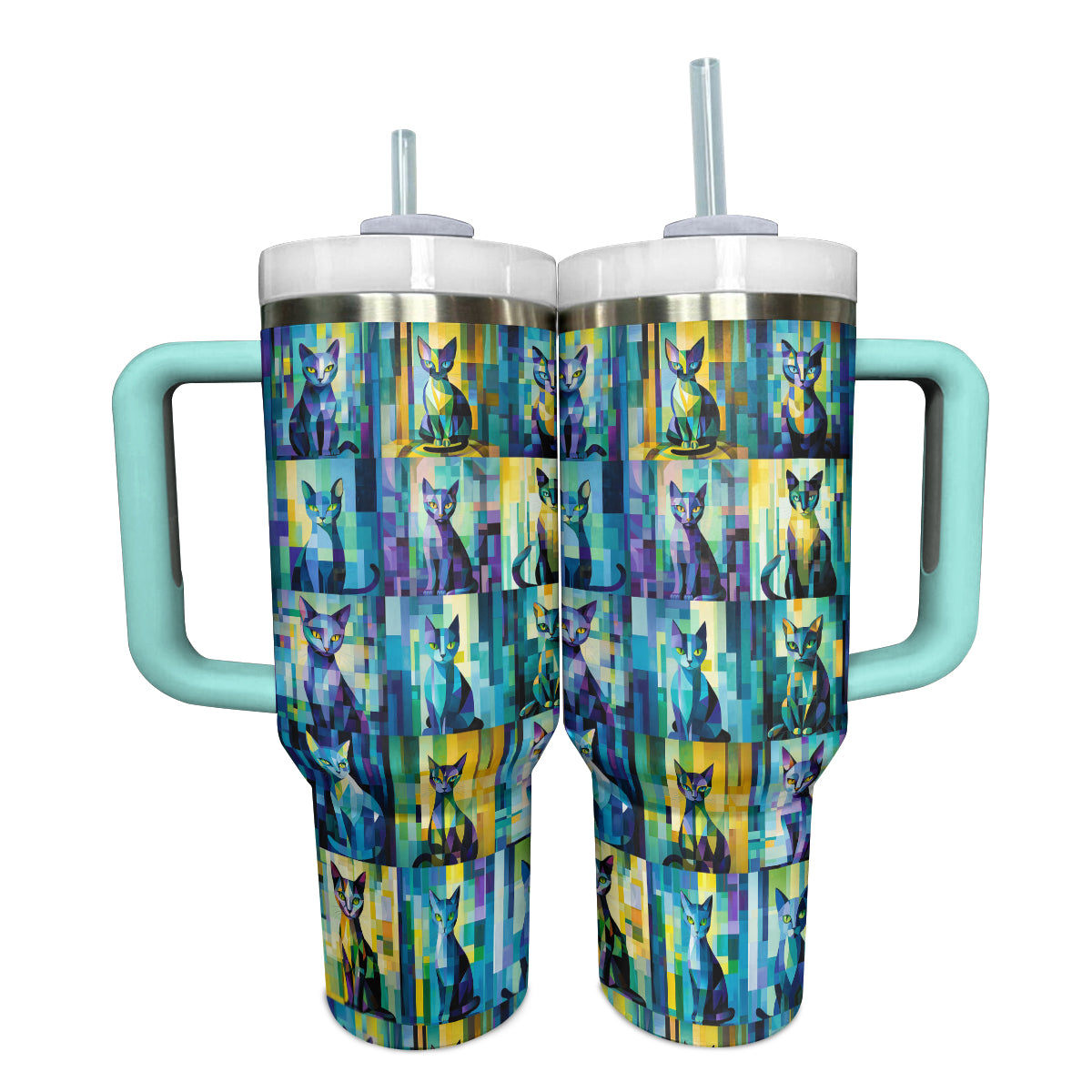 Shineful Tumbler Mosaic Colorful Cat