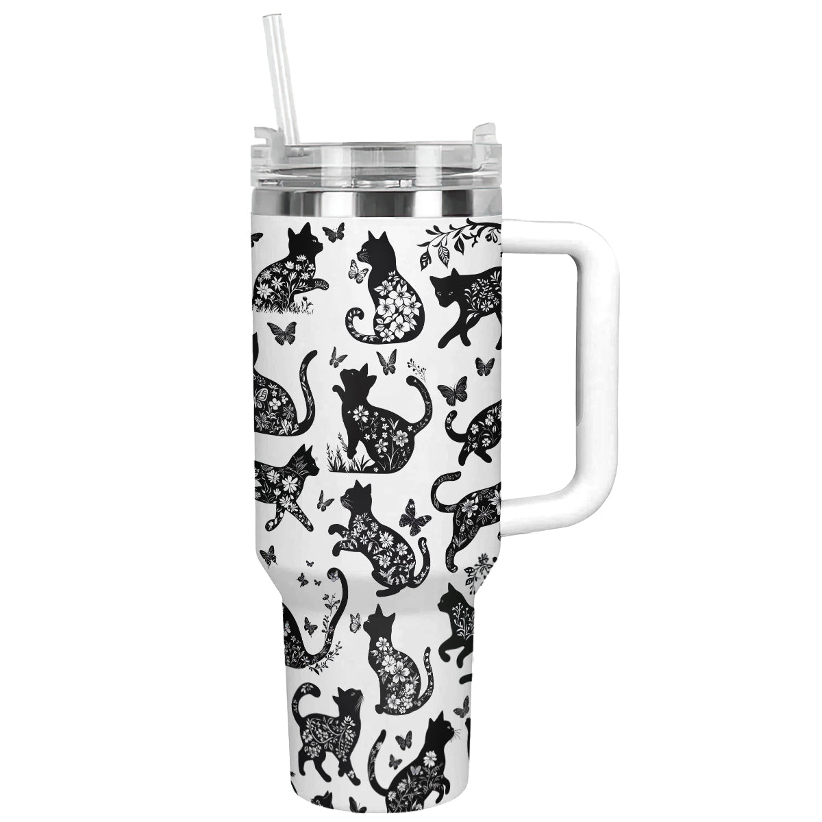 Shineful Tumbler Black Cat Floral