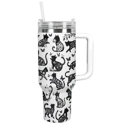 Shineful Tumbler Black Cat Floral