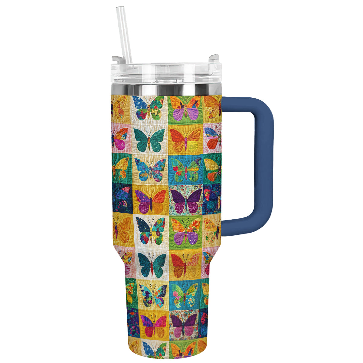 Shineful Tumbler Colorful Butterfly Quilting