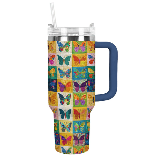 Shineful Tumbler Colorful Butterfly Quilting
