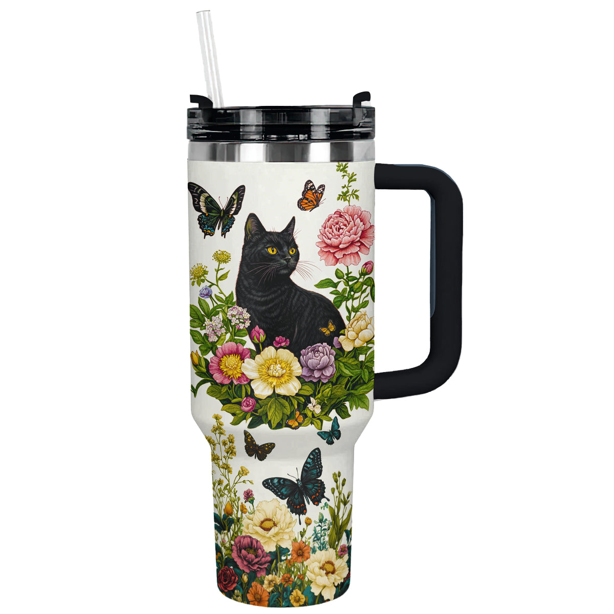 Shineful Tumbler Black Cat Floral Classic