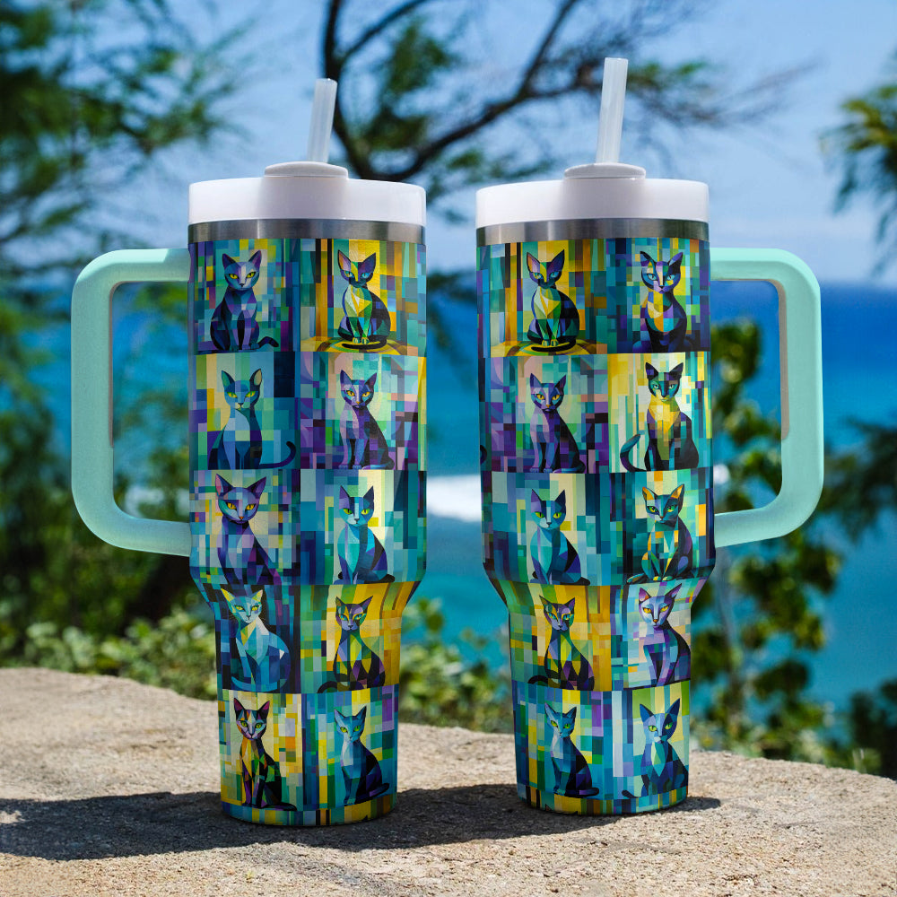 Shineful Tumbler Mosaic Colorful Cat
