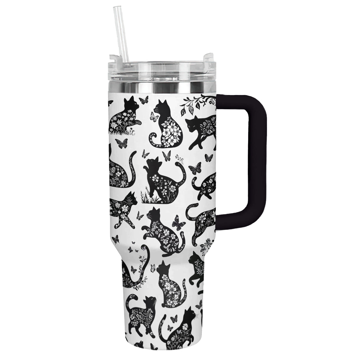Shineful Tumbler Black Cat Floral