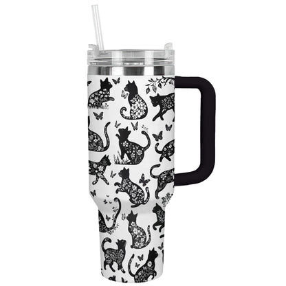 Shineful Tumbler Black Cat Floral