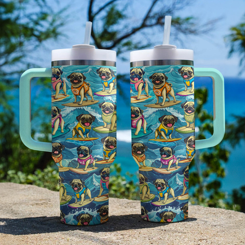 Shineful Tumbler Playful Pug Surfing