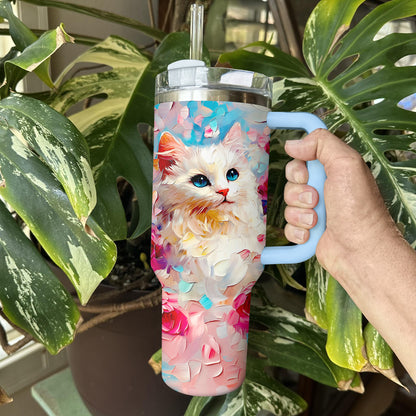 Shineful Tumbler Cat With Beautiful Rose