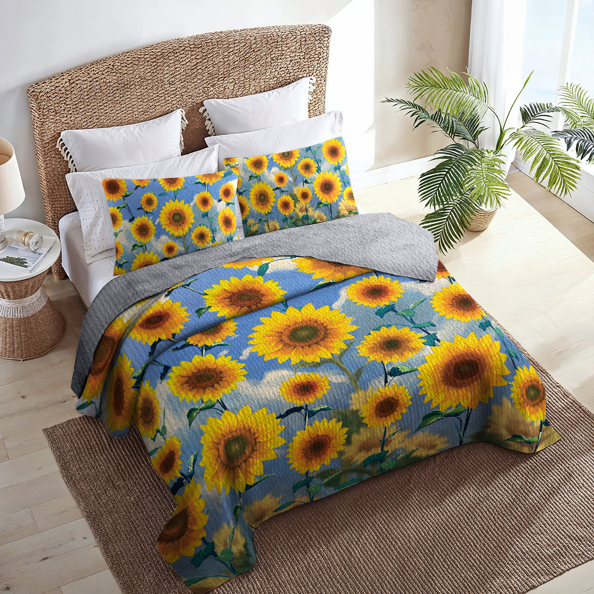 Shineful All Season Quilt 3-Piece Set - Blissful Sunflower