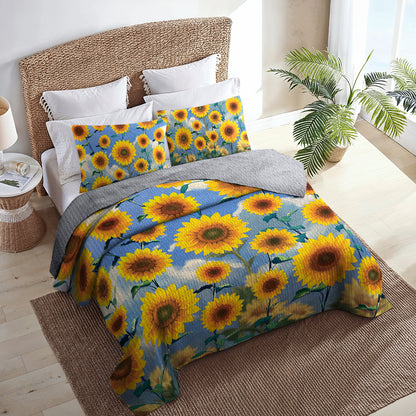 Shineful All Season Quilt 3-Piece Set - Blissful Sunflower