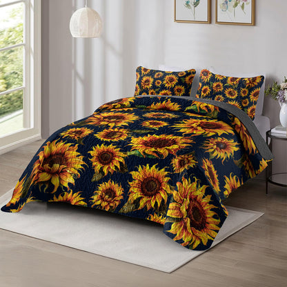 Shineful All Season Quilt 3-Piece Set - Bright And Charming Sunflower
