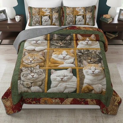 Shineful Quilt 3-Piece Set Sleepy Cats