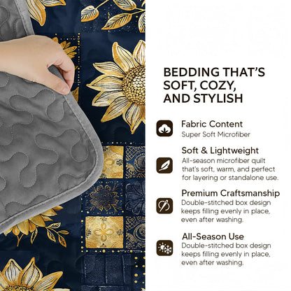 Shineful Quilt 3-Piece Set Inelegance Sunflowers