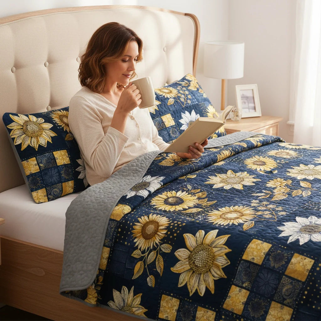 Shineful Quilt 3-Piece Set Inelegance Sunflowers