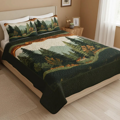 Shineful Quilt 3-Piece Set Forest Cabin