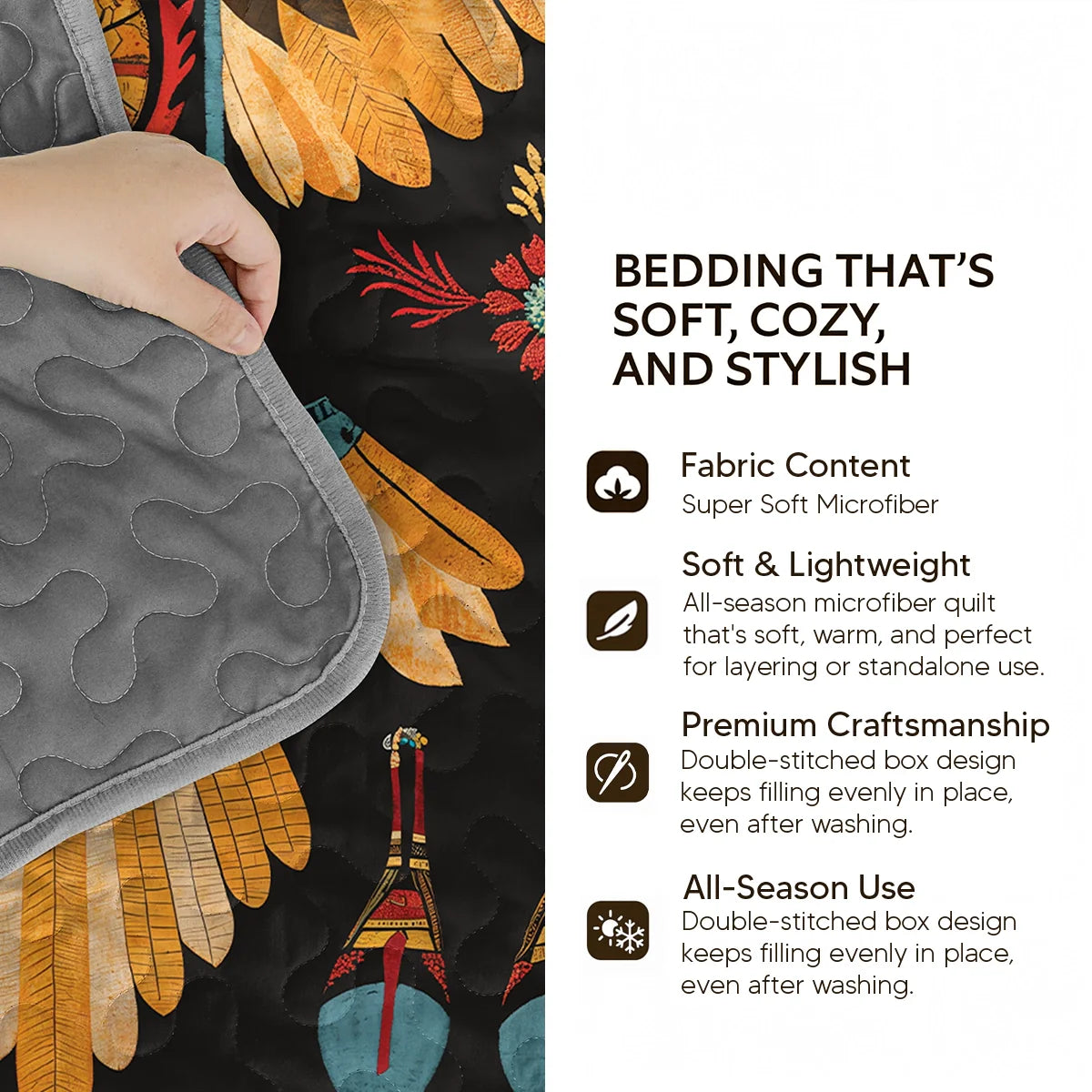 Shineful Quilt 3-Piece Set Tribal Eagle