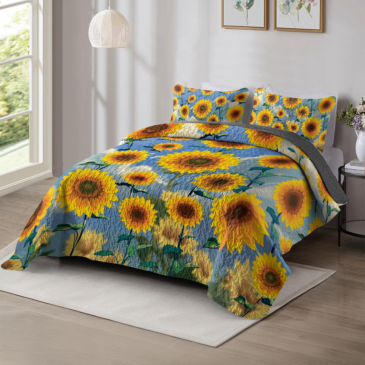 Shineful All Season Quilt 3-Piece Set - Blissful Sunflower