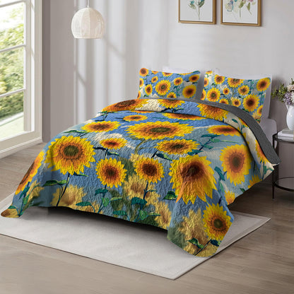 Shineful All Season Quilt 3-Piece Set - Blissful Sunflower