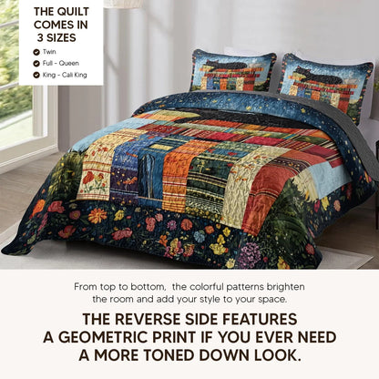 Shineful Quilt 3-Piece Set Book Nook Cats Reading