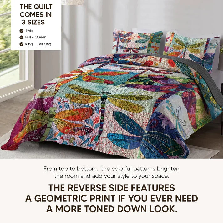 Shineful Quilt 3-Piece Set Dragonfly Harmony