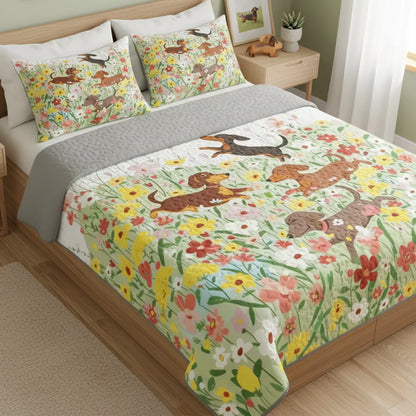 Shineful Quilt 3-Piece Set Spring Pup Joy