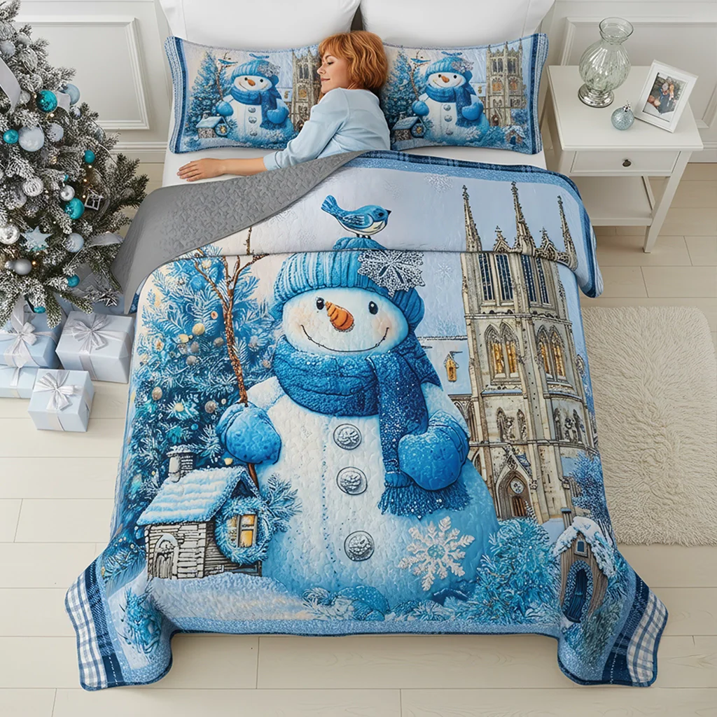 Shineful Quilt 3-Piece Set Frosty Blue Winter