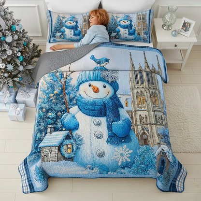 Shineful Quilt 3-Piece Set Frosty Blue Winter