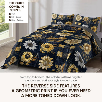 Shineful Quilt 3-Piece Set Peaceful Farmhouse Sunflower