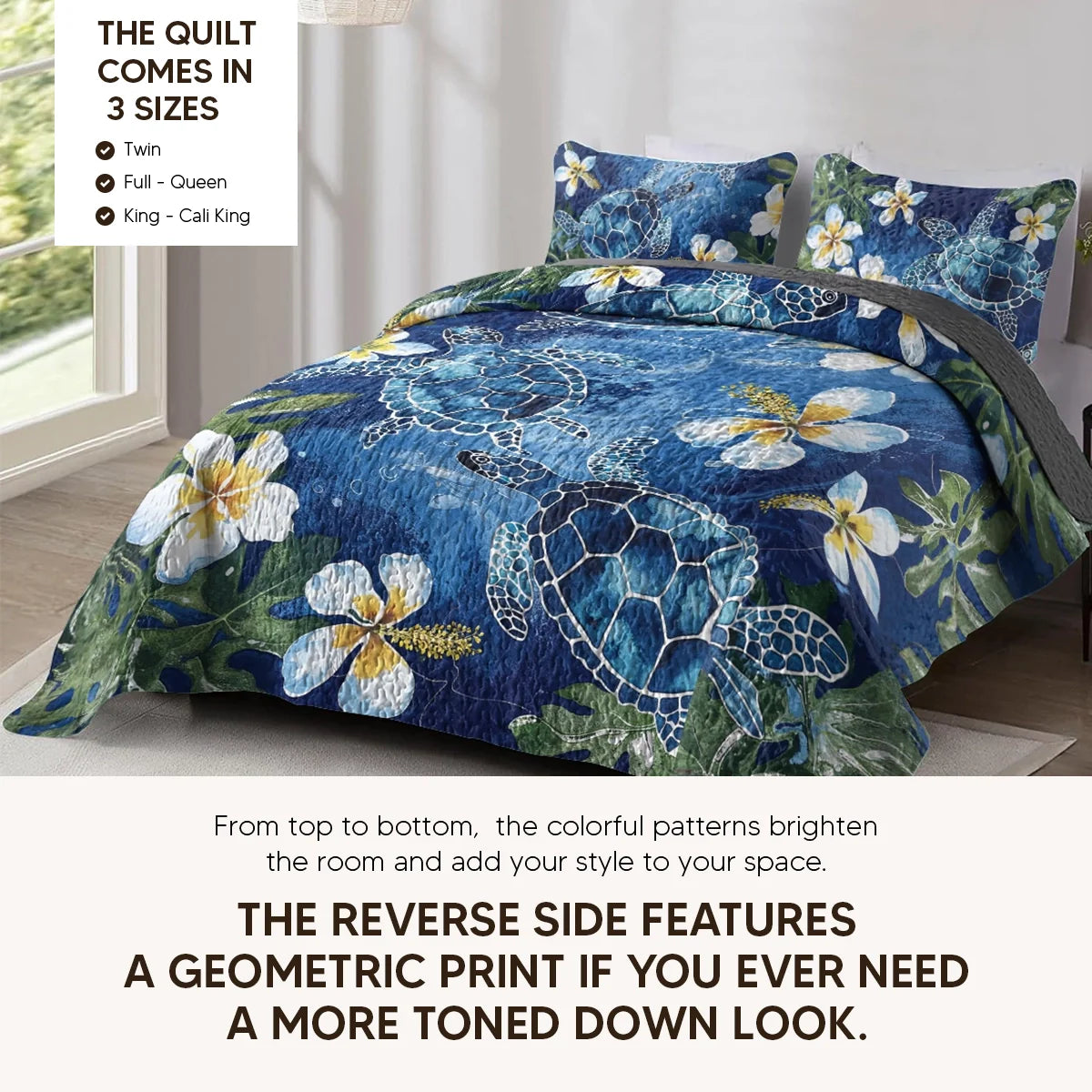 Shineful Quilt 3-Piece Set Tropical Sea Turtle Paradise