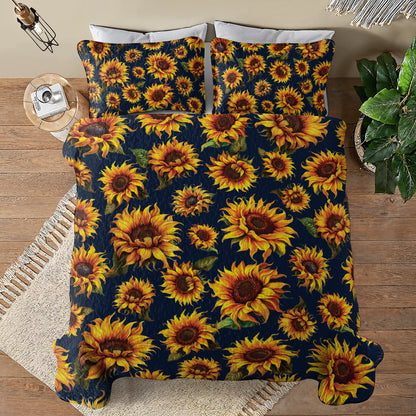 Shineful All Season Quilt 3-Piece Set - Bright And Charming Sunflower