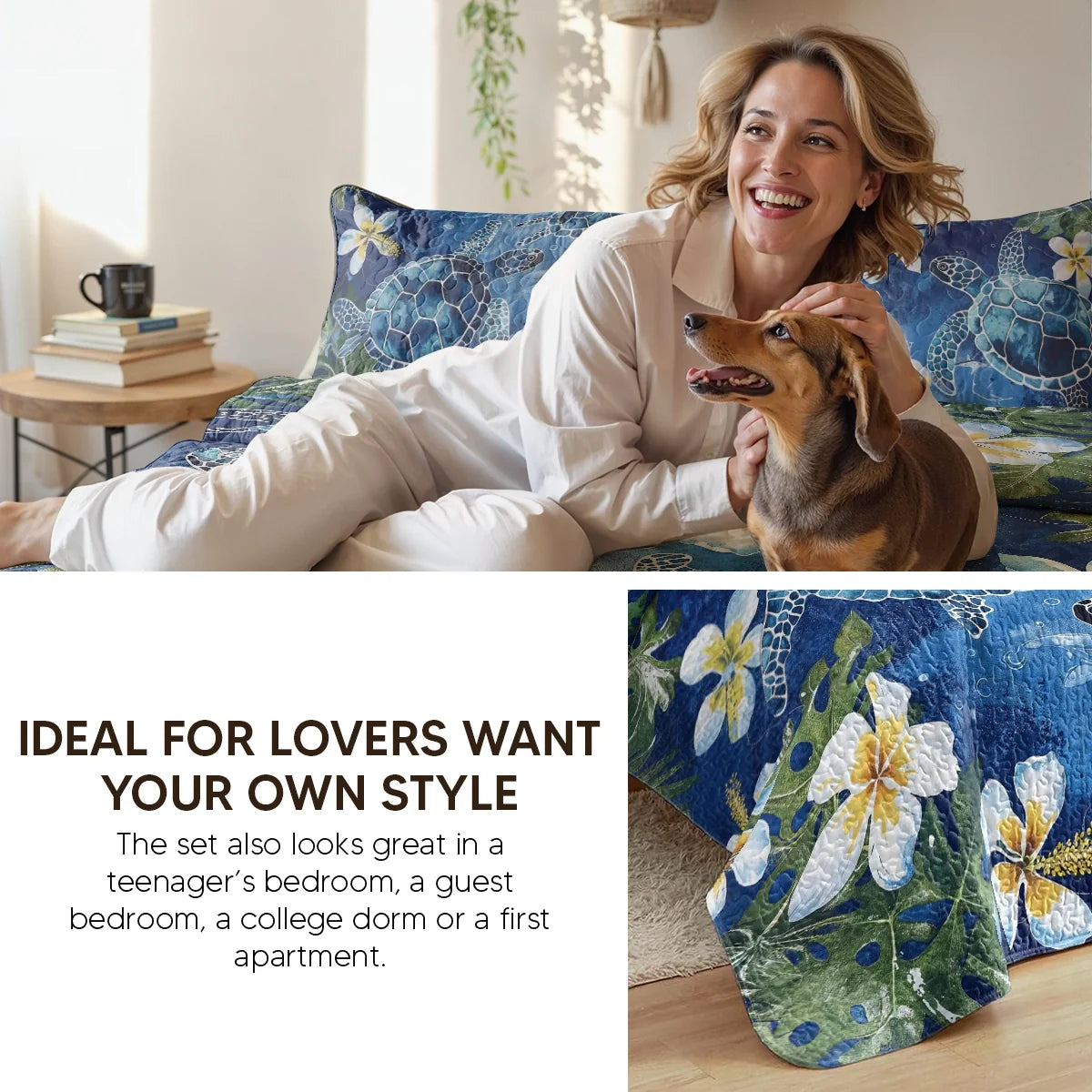 Shineful Quilt 3-Piece Set Sea Turtle